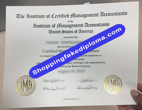 The fake CMA of the IMA United States American certificate