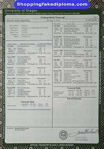 University of Oregon Transcript, Fake University of Oregon Transcript