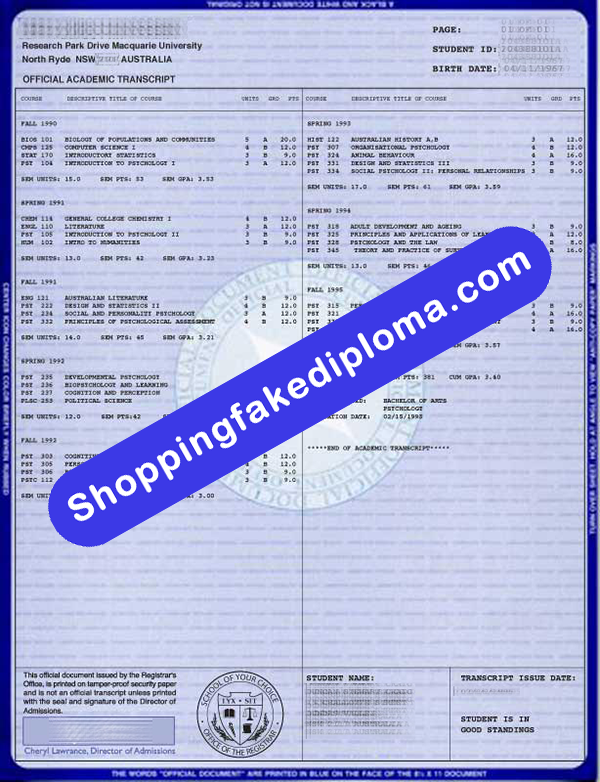 Maryille University Transcript, Buy Fake Maryille University Transcript 