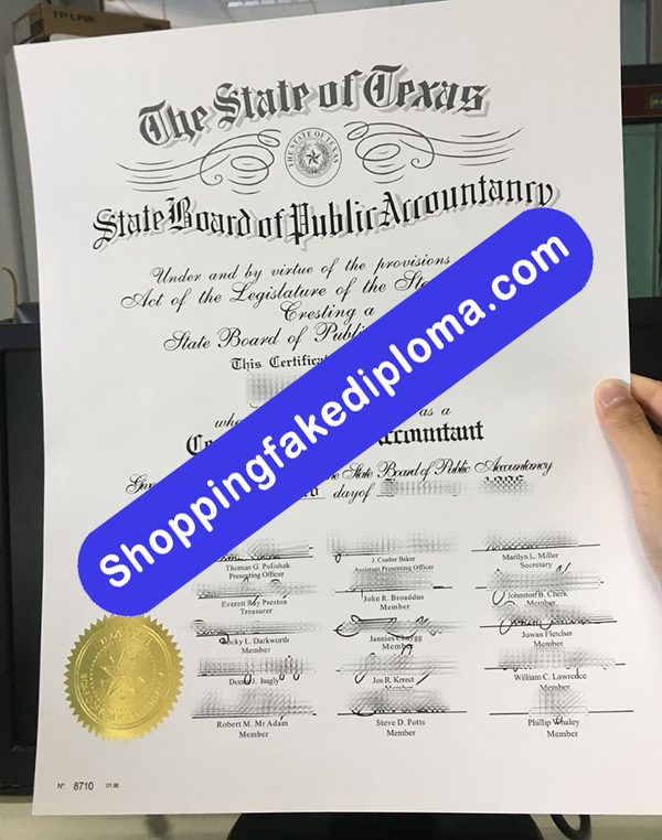 State Of Texas CPA Certificate, Buy Fake State Of Texas CPA Certificate 