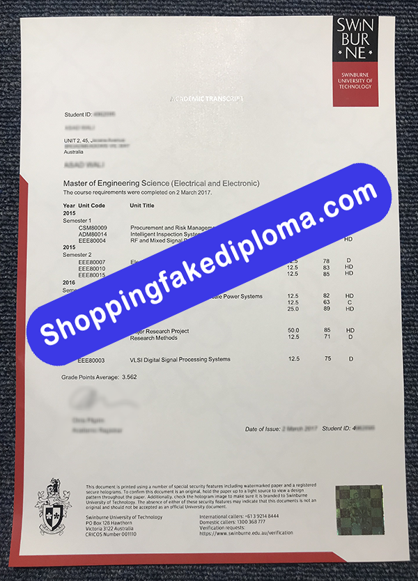 fake Swinburne University of Technology Transcript, Buy Fake Swinburne University of Technology Transcript