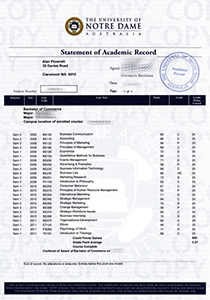 University of Notre Dame Australia Transcript, Buy Fake University of Notre Dame Australia Transcript