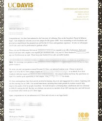 Fake UC Davis Admission leller