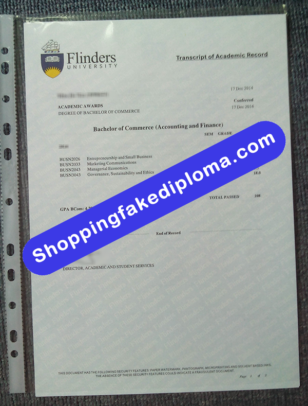 Flinders University Transcript, Buy Fake Flinders University Transcript