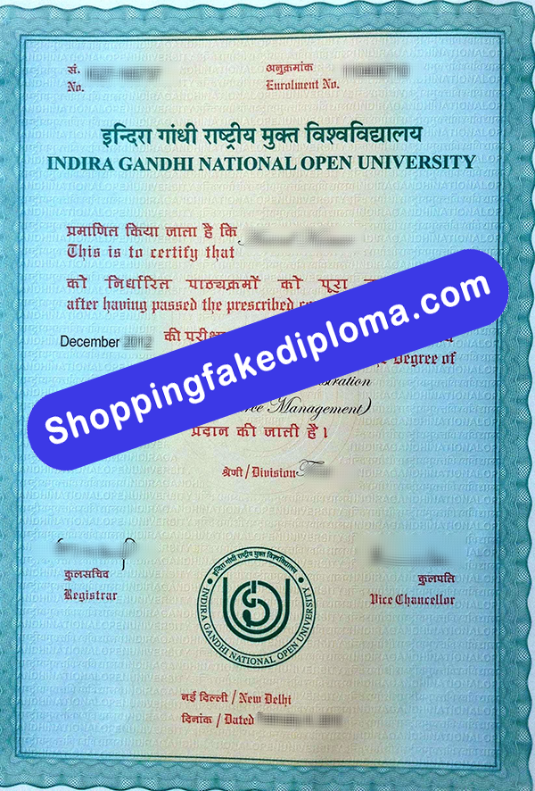 Indira Gandhi National Open University Degree, Buy Fake Indira Gandhi National Open University Degree