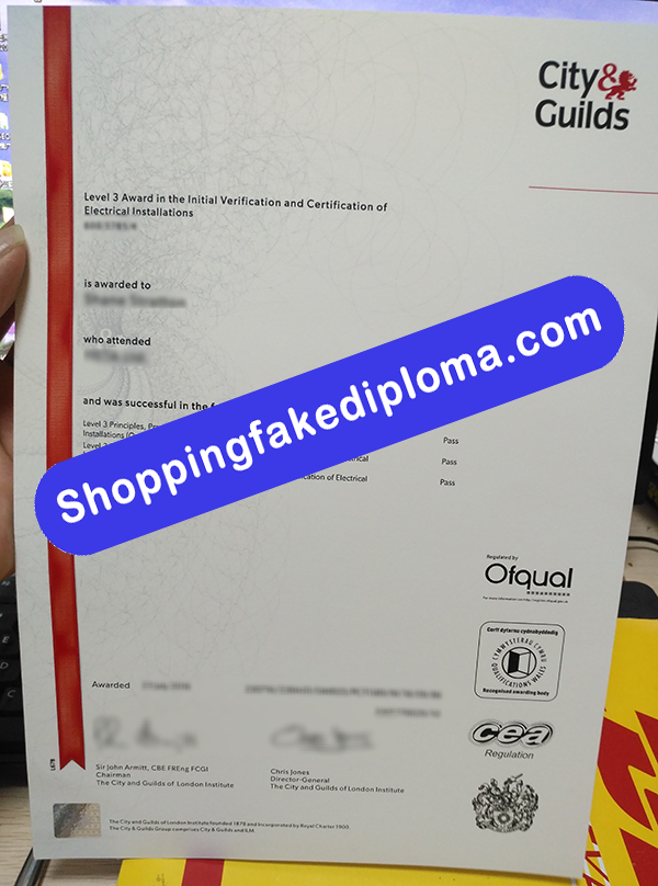  fake City Guild Certificate 