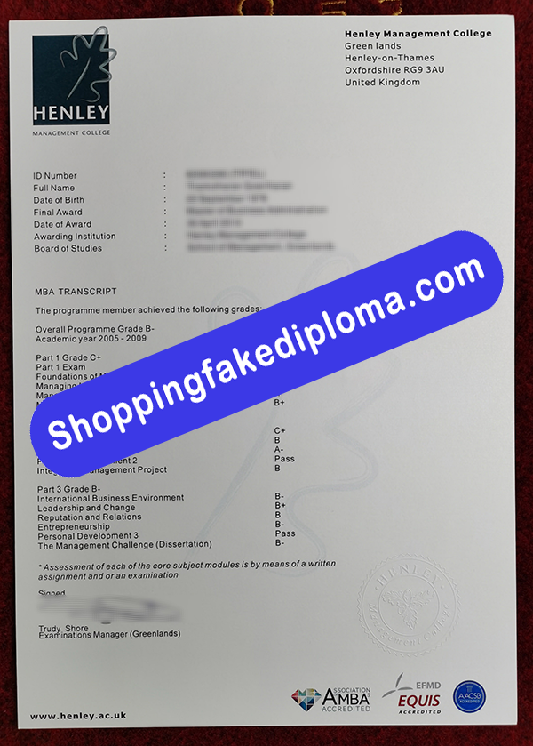 fake Henley Management College Transcript, Buy Fake Henley Management College Transcript