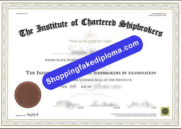 Institute Of Chartered Shipbrokers Certificate, Buy Fake Institute Of Chartered Shipbrokers Certificate