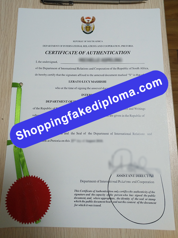 South Africa's Certificate, Buy Fake South Africa's Certificate
