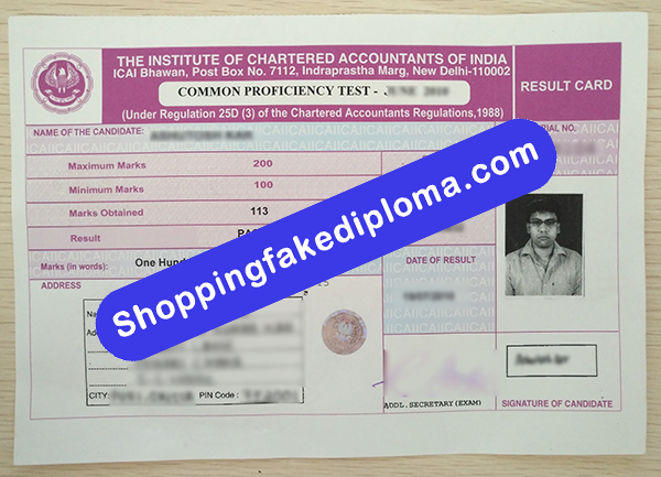Institute of Chartered Accountants of India Certificate, Buy Fake Institute of Chartered Accountants of India Certificate
