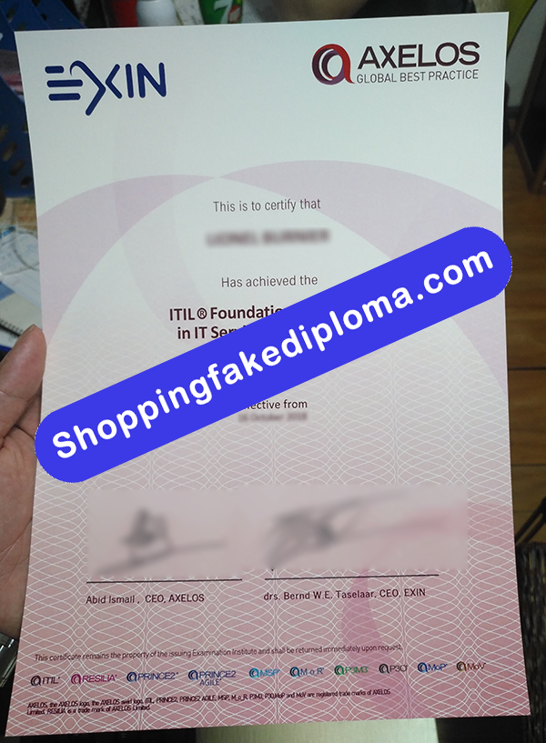 EXIN Certificate, Buy Fake EXIN Certificate