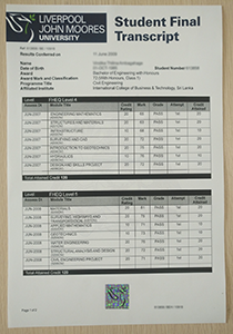 Liverpool John Moores University Transcript, Buy Fake Liverpool John Moores University Transcript