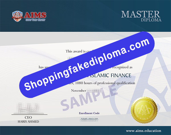 fake AIMS Master Diploma 