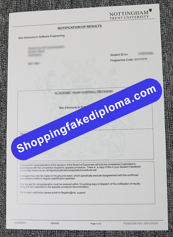 Nottingham Trent University Transcript, Buy Fake Nottingham Trent University Transcript