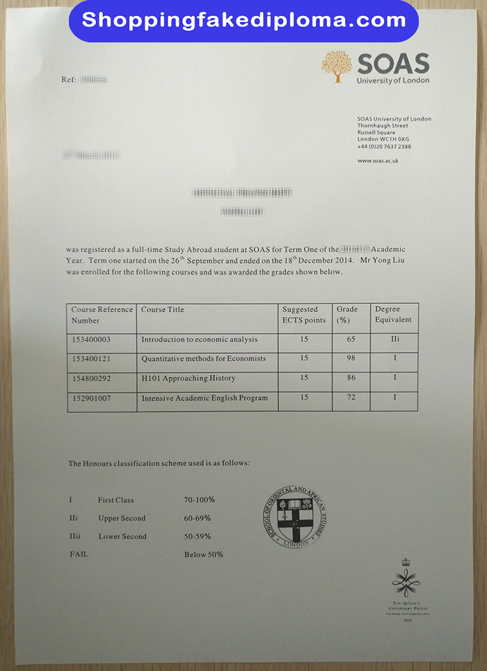 fake SOAS university of london Transcript