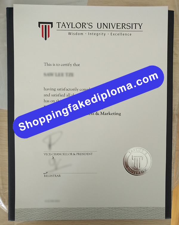 Taylor's University Degree, Buy Fake Taylor's University Degree