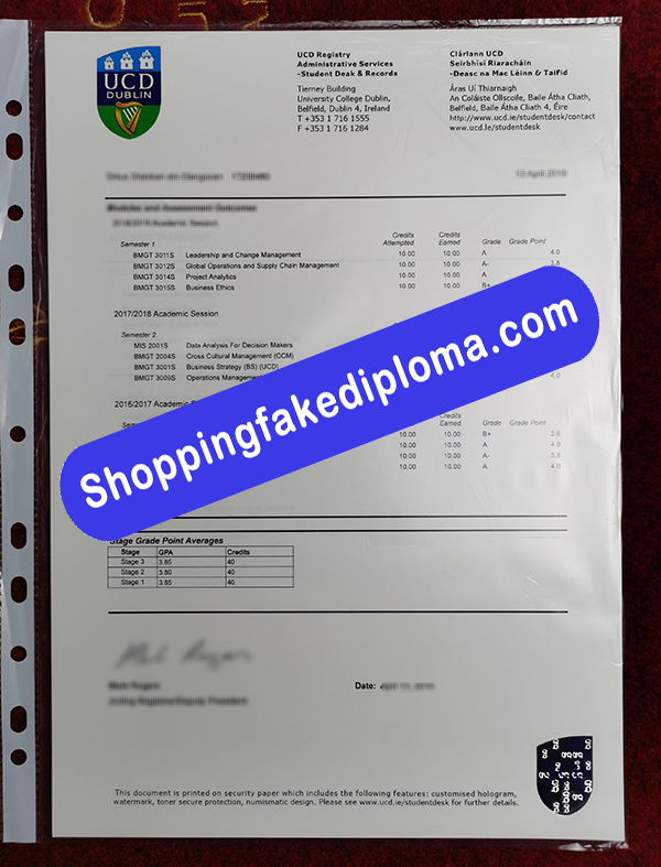 fake University College Dublin Transcript, Buy Fake University College Dublin Transcript