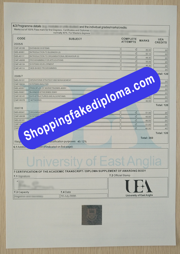 fake University of East Anglia Transcript, Buy Fake University of East Anglia Transcript
