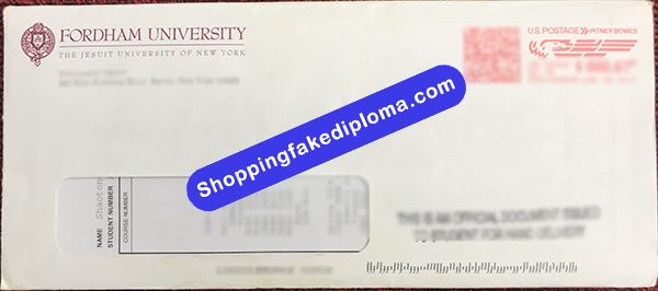 Fordham University Transcript Envelope, Buy Fake Fordham University Transcript Envelope