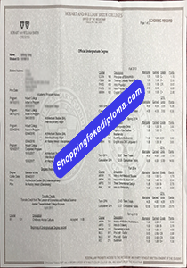 Hobart and William Smith Colleges Transceipt, Buy Fake Hobart and William Smith Colleges Transceipt