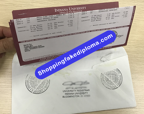 Indiana University Transcript and Envelope, Buy Fake Indiana University Transcript and Envelope