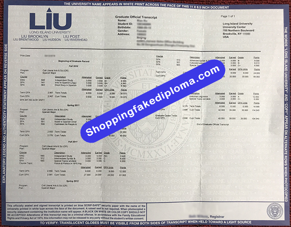 Long Lsland University Transcript, Buy Fake Long Lsland University Transcript