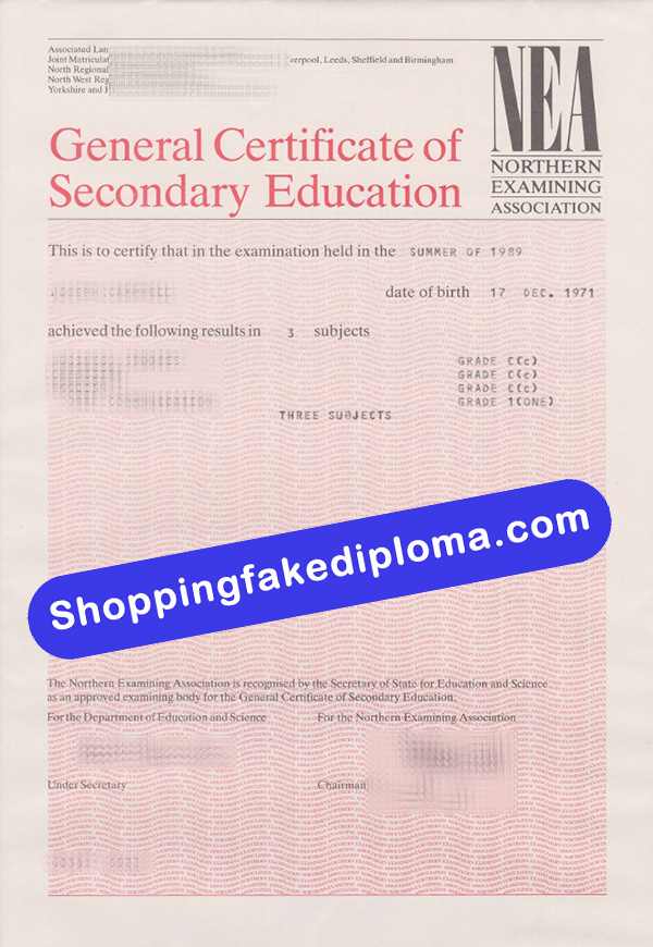 fake MEA GCSE Certificate