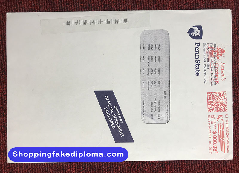 PSU Transcript fake Envelope, buy PSU Transcript fake Envelope