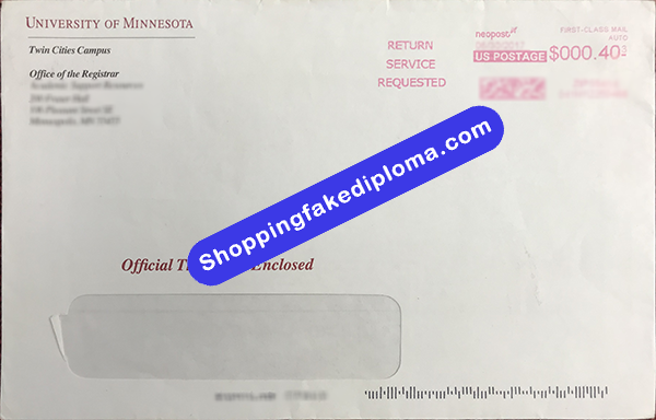 University of Minnesota transcript Envelope, buy University of Minnesota transcript Envelope