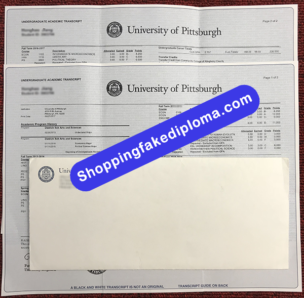 University of Pittsburgh Transcript and Envelope, Buy Fake University of Pittsburgh Transcript and Envelope 