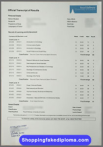 University of London Royal Holloway Transcript, fake University of London Royal Holloway Transcript