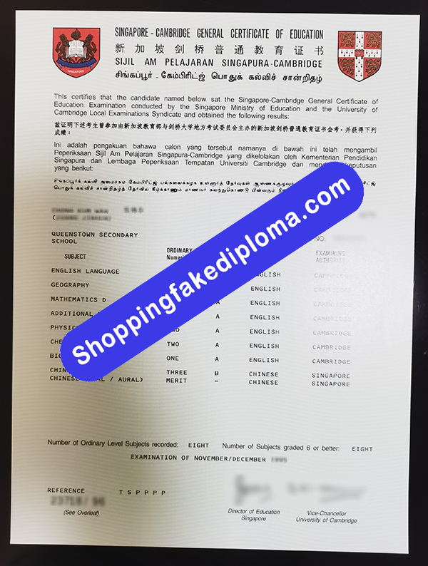 Singapore Cambridge General Certificate of Education, Buy Fake Singapore Cambridge General Certificate of Education