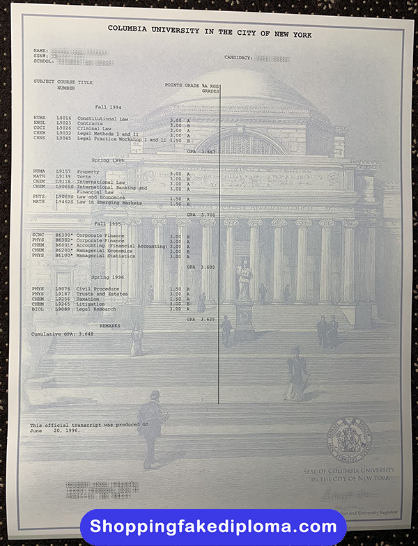 Fake Columbia University Transcript, Buy Fake Columbia University Transcript