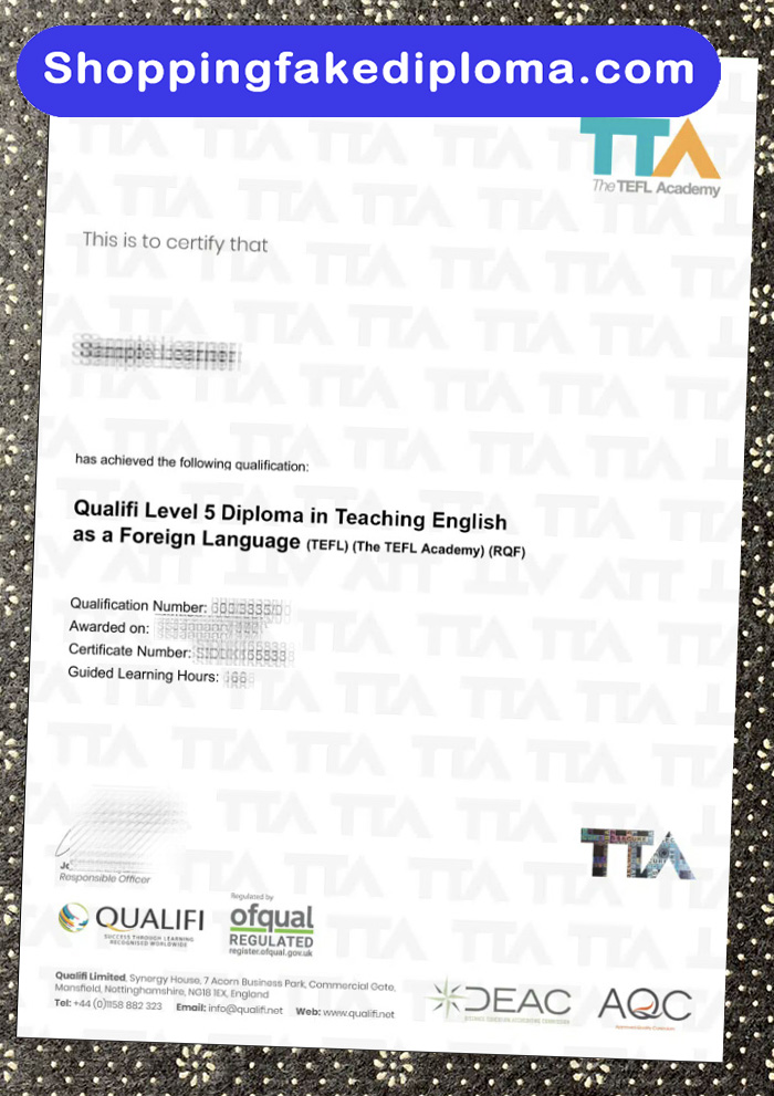 TTA fake certificate, The TEFL Academy certificate, TTA certificate