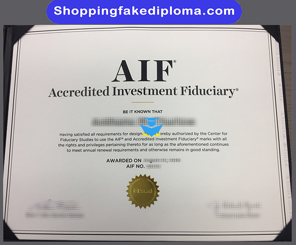 Accredited Investment Fiduciary Fake Certificate