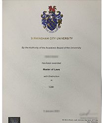 Fake Birmingham City University degree certificate