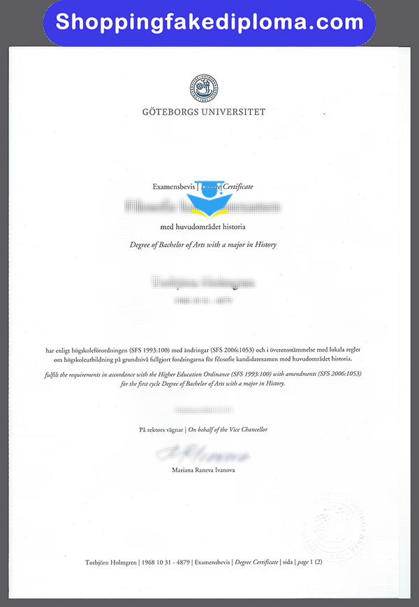 Gothenburg University Fake Degree, Buy Gothenburg University Fake Degree