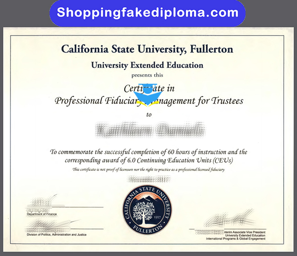 Professional Fiduciary Management for Trustees Fake Certificate, Fake certificate