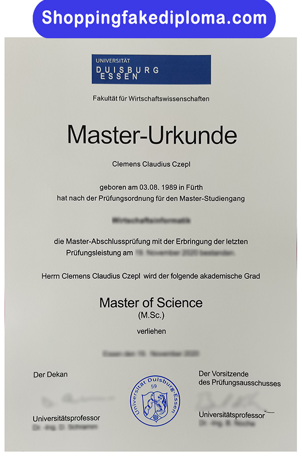 University of Duisburg Essen Fake Diploma, Fake University of Duisburg Essen Fake Diploma