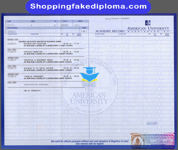 American University fake Transcript, buy American University fake Transcript