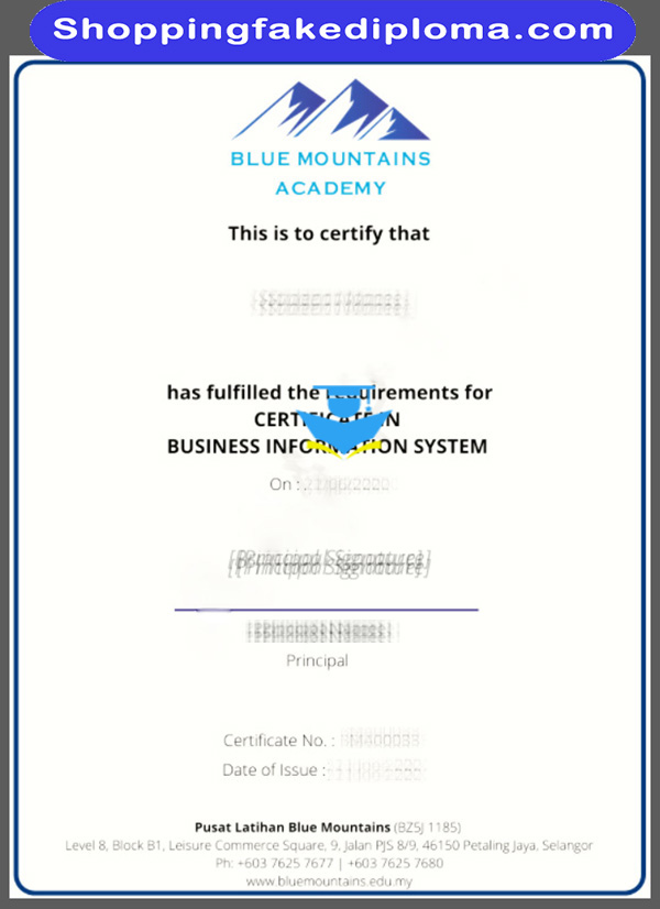 Blue Mountains Academy fake certificate, buy Blue Mountains Academy fake certificate