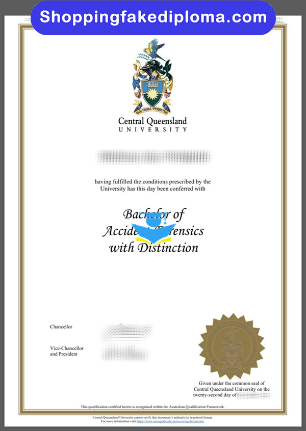 Central Queensland University degree certificate