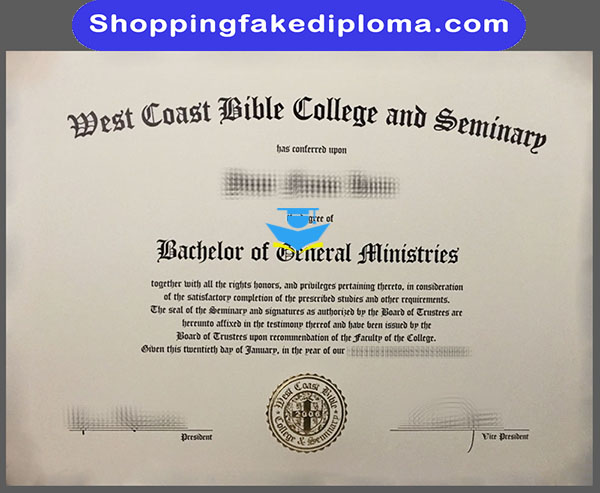West Coast Bible College and Seminary fake diploma, buy fake diploma