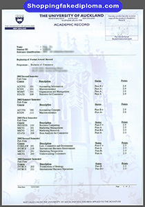 University of Auckland transcript, fake University of Auckland transcript