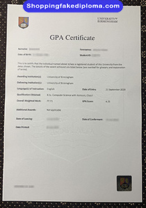 University of Birmingham CPA certificate, fake University of Birmingham CPA certificate