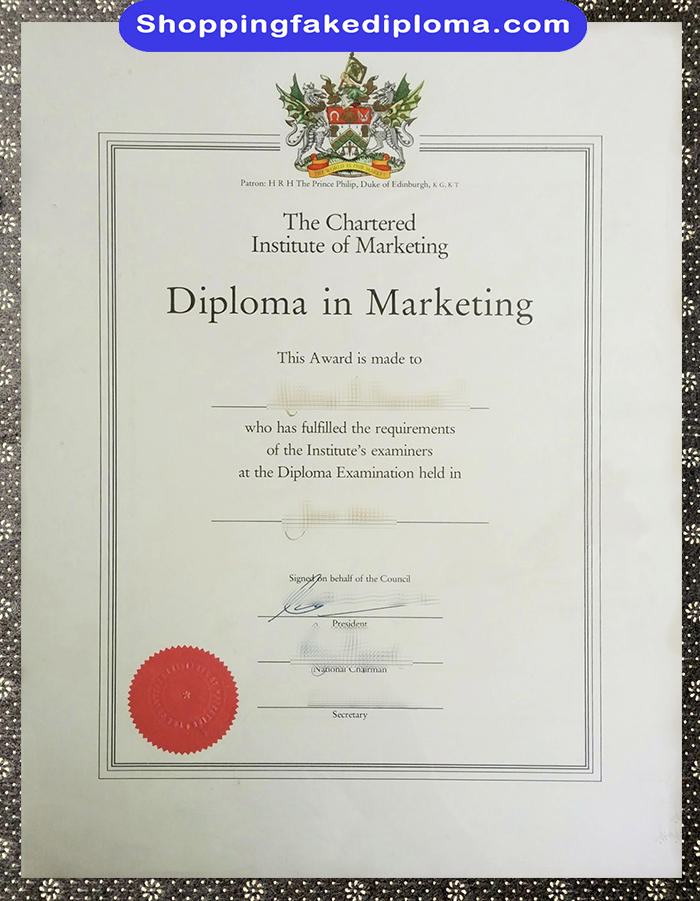 Chartered Institute of Marketing fake diploma, Chartered Institute of Marketing certificate