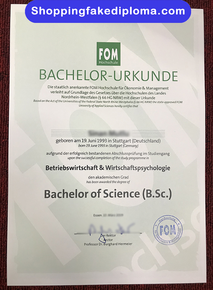 FOM Hochschule fake degree, German diploma