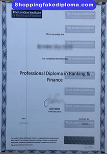 London Institute of Banking Finance diploma, Fake London Institute of Banking Finance diploma