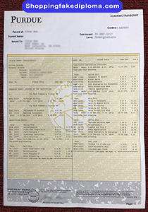 Purdue University Transcript, Fake Purdue University Transcript