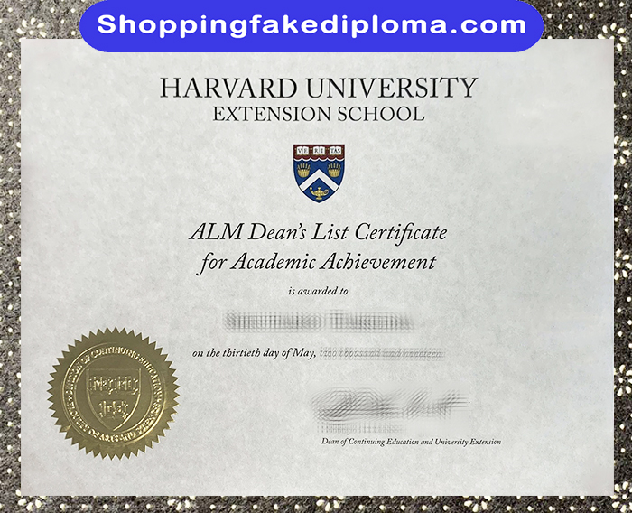 Harvard University Extension School fake Certificate, fake certificate